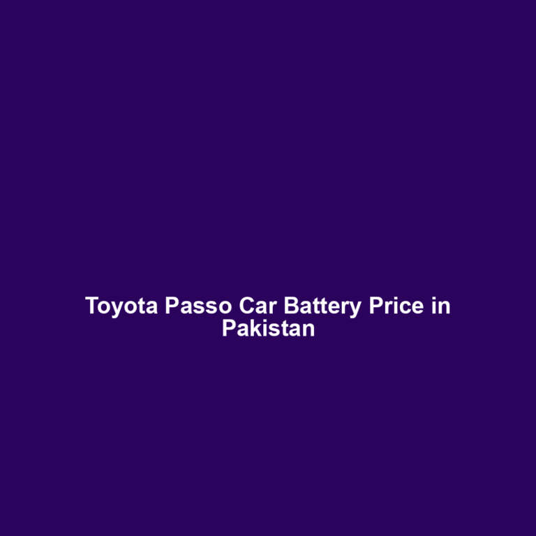 Toyota Passo Car Battery Price in Pakistan