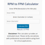 Feet Per Minute To Rpm Calculator